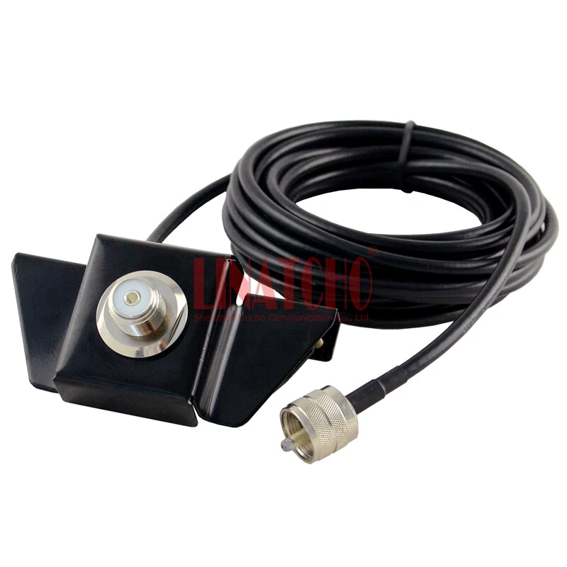 Black Car Antenna Radio Trunk Lid Hatchback SO239 Bracket 5M RG58U Cable PL259 - Image 1 of 4