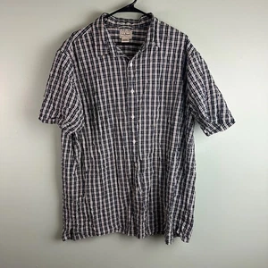 L. L. Bean Seersucker Style Shirt Mens XL Tall White & Blue Plaid Short Sleeve - Picture 1 of 7