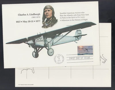 US Stamp #1710 Fleetwood FDC Card 50th Anniversary Lindbergh Flight - Image 1 of 3