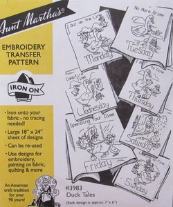 Aunt Marthas 3983 Adorable DUCK TALES Days of Week Embroidery Transfer Pattern - Picture 1 of 1