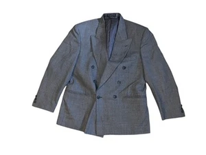 Vintage Hardy Amies Men’s Gray Double Breasted Blazer Peak Lapel Size 42R - Picture 1 of 8