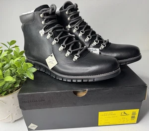 Cole Haan Zero Grand Mens 12 Black Leather Boots Lace-Up Casual Hiker C35594 - Picture 1 of 15