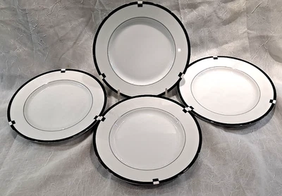 Mikasa Midnight Salad Plate Black/ White perfect *Multiple available*