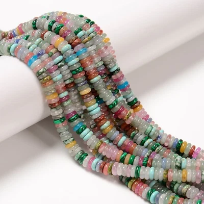 Mixed Gemstone Smooth Rondelle Beads Size 2x6mm 15.5'' Strand - Image 1 of 2