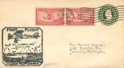 1929, FIRST FLIGHT, ST JOSEPH, MO ST LOUIS - OMAHA - Image 1 of 2