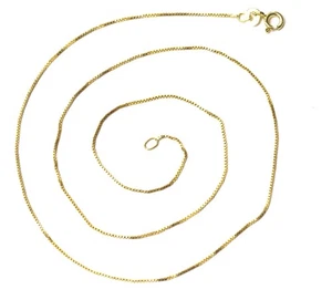925 Sterling Silver yellow gold plated box chain necklace solid 18" 1.2g - Picture 1 of 9