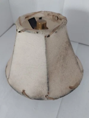 Vintage Rawhide Leather Stitch Chandelier Lamp Clip Shade MEXICO - Image 1 of 4