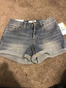 Jessica Simpson Womens RollCuff Shorts Blue Denim Jeans Size 24 - Picture 1 of 5