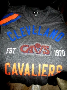 NEW NBA CLEVELAND CAVALIERS CAVS S/S "BLING" T SHIRT WOMENS GRAY SMALL - Picture 1 of 2