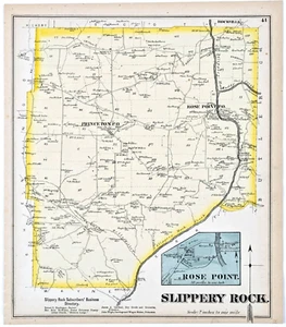 1872 Plat Map SLIPPERY ROCK Pennsylvania LAWRENCE County (14x12) ORIGINAL - Picture 1 of 4