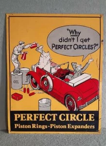 Reproduction Perfect Circle Piston Rings Tin Car Sign 14 x 11 Inches for Garage - Picture 1 of 3