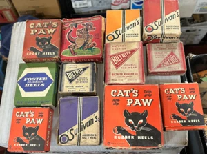 VIDEO! NOS Lot of 12 Sets Cats Paw, Biltrite, O'Sullivan's & Foster Rubber Heels - Picture 1 of 19