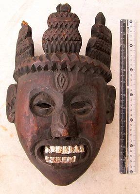 LINDAMENTE ESCULPIDA Antiga Máscara Xamã Tamang Bodhi Árvore Madeira Lama - Imagem 1 de 3