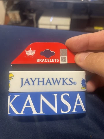 Kansas Jayhawks Silicone Bracelets Set Of 2Pack  [NEW] NCAA Jewelry Bracelet Cover
