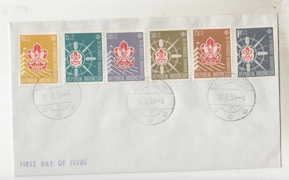 INDONESIA, 1959 Boy Scouts set of 6 on unaddressed First Day cover. - Image 1 of 1