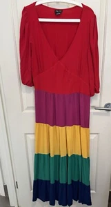 City Chic Maxi Dress Size Small Fits 16 To 18 Curve Multicoloured Viscose Tiered - Bild 1 von 5