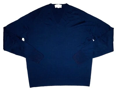 *VTG* Jaeger B. Altman Men's Dark Blue 100% Wool V-Neck Sweater; SCOTLAND; 46 - Image 1 of 4