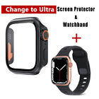 Band PC+Glass Case Strap Bracelet Silicone For Apple Watch 8 7 6 Change to Ultra