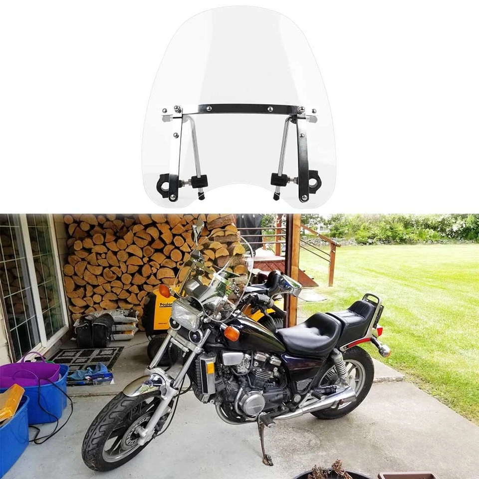 18"x16" Clear Motorcycle Windshield 7/8" 1" Handlebar For Honda V30 45 V65 Magna - Image 1 of 4