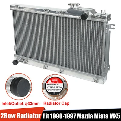 Aluminum 40mm 2 Row Core Racing Radiator Fit 1990-1997 Mazda Miata MX5 MT Manual Foto 1 de 4