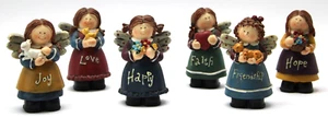 Youngs Lot of 6 Angel Figurines Joy Hope Love Happy Friendship Faith Ornaments - Picture 1 of 12