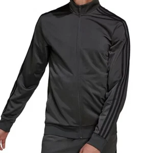 Adidas Essentials 3-Stripes Tricot Track Jacket Men Coat Dark Grey/Solid Grey L - Picture 1 of 2