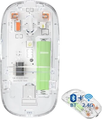 Ultra-Thin Transparent Wireless Mouse Silent Rechargeable 2.4G/Bluetooth - Image 1 of 4