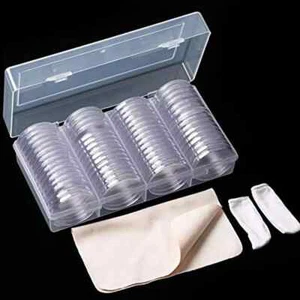 60 Pieces 41mm Coin Holder Silver Eagles Capsules Clear Plastic Storage Box For - Picture 1 of 7