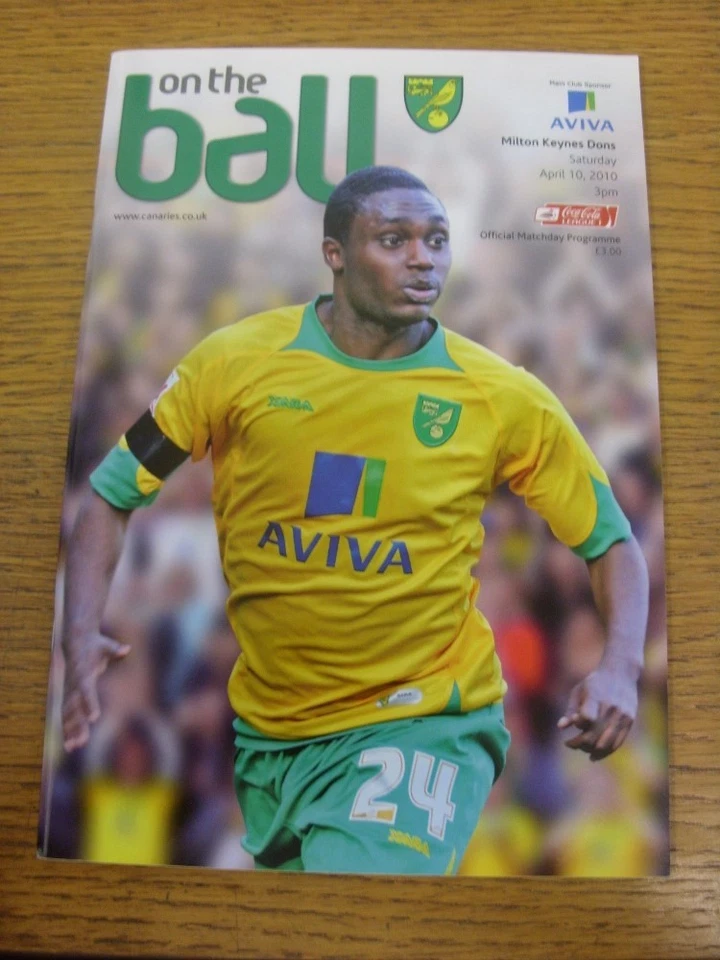 10/04/2010 Norwich City v Milton Keynes Dons  . Footy Progs (AKA bobfrankandelvi - Image 1 of 1