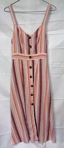 Women's A.N.A. a new approach DUSTY ROSE Rayon Striped Strap Sundress Dress S - Picture 1 of 7