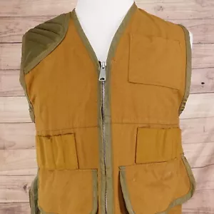 VINTAGE SAFTBAK BROWN CANVAS HUNTING OUTDOORS VEST MENS S? M? - Picture 1 of 11