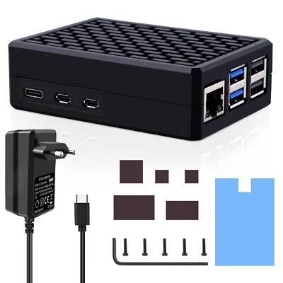 Raspberry Pi 5 Aluminium Gehäuse mit USB-C Netzteil 27WRaspberry Pi 5 Armor G... - Photo 1/4