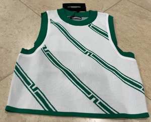 J. Lindeberg Golf Women's FREJA Knitted Top/Vest AWKW08150 Green/White XS NWT - Picture 1 of 7