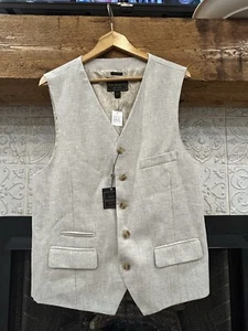 Jos A Bank Suit Vest Mens Extra Large Gray Cotton Reserve Tailored Fit Button - Picture 1 of 5
