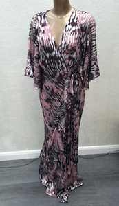 Coast Coast Metallic Chiffon Cape Back Wrap Dress Size 16 Long Party Wedding NEW - Picture 1 of 4