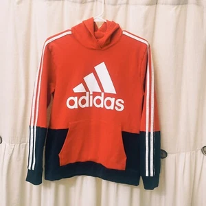 Adidas Red Blue Color Block Youth Boy’s Size 14/16 Hoodie Sweatshirt Large 14/16 - Picture 1 of 12