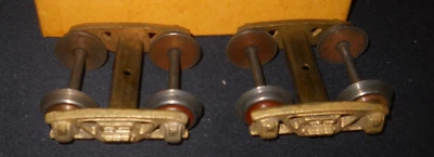 2-Rail O Scale Pair Solid Cast Brass Leaf Spring Caboose Trucks - Image 1 of 2