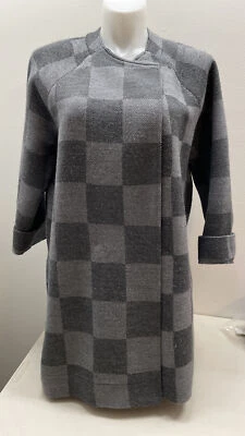 Ann Taylor Women's Wool Coat Size XL Black Grey Checkered Overcoat  - Image 1 of 4