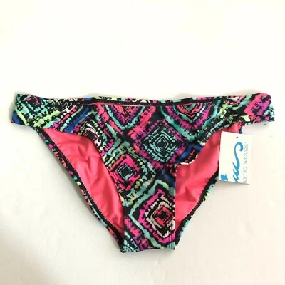 California Waves Womens Bikini Bottom Geometric Colorful Cheeky Size L - Image 1 of 3