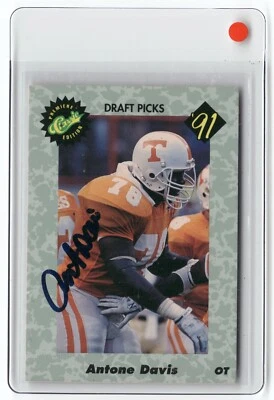 1991 Classic Draft Picks ROOKE AUTO Antone Davis /1500 (RC) TENNESSEE VOLUNTEERS - Image 1 of 2