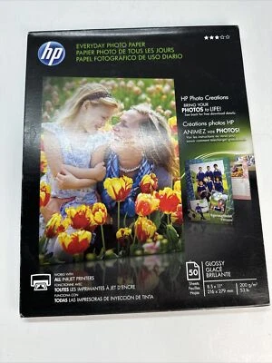 HP Everyday Photo Paper Glossy 50 Sheets 8.5" x 11", Q8723A Sealed & New ** - Image 1 of 2