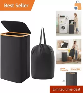 Foldable 100L Laundry Hamper with Lid & Removable Bag for Easy Transport - Picture 1 of 11