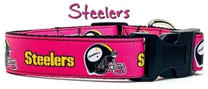 Steelers girl dog collar handmade adjustable buckle 1" or 5/8" wide or leash - Picture 1 of 10