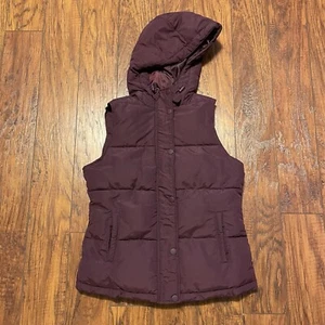 Dip Womens Vest Size M Purple Hooded Puffer Zip Button Cozy Winter Outdoor Beach - Picture 1 of 13