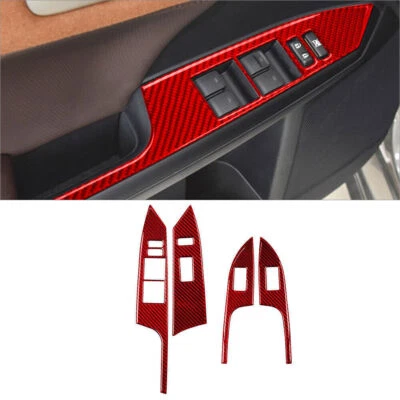 Cubierta de control de puerta interior de fibra de carbono rojo vinilo para Lexus CT200h 2011-2017 Foto 1 de 4
