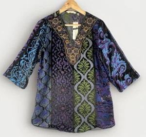Soft Surroundings Women's Top Size XSP Purple Sequin Burnout Art to Wear NWT - Picture 1 of 13