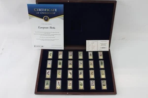 European Birds Gold Plated Printed 8g Ingots x24 Complete COA - Picture 1 of 6