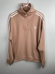Adidas Funnelneck TT Pullover Uomo Piccolo Beige Mezza Zip Track Top 3 Righe - Foto 1 di 14
