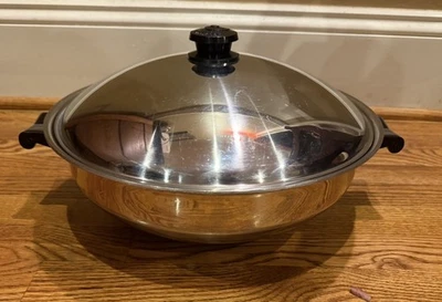 Saladmaster Stainless Steel Wok w/ Lid T304S Made in USA 13.5” - Image 1 of 4