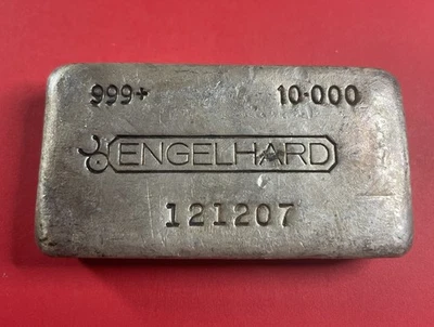 Vintage 5th Series Floating Decimal Variety Engelhard 10oz Silver Bar Bull-Mark - Image 1 of 4